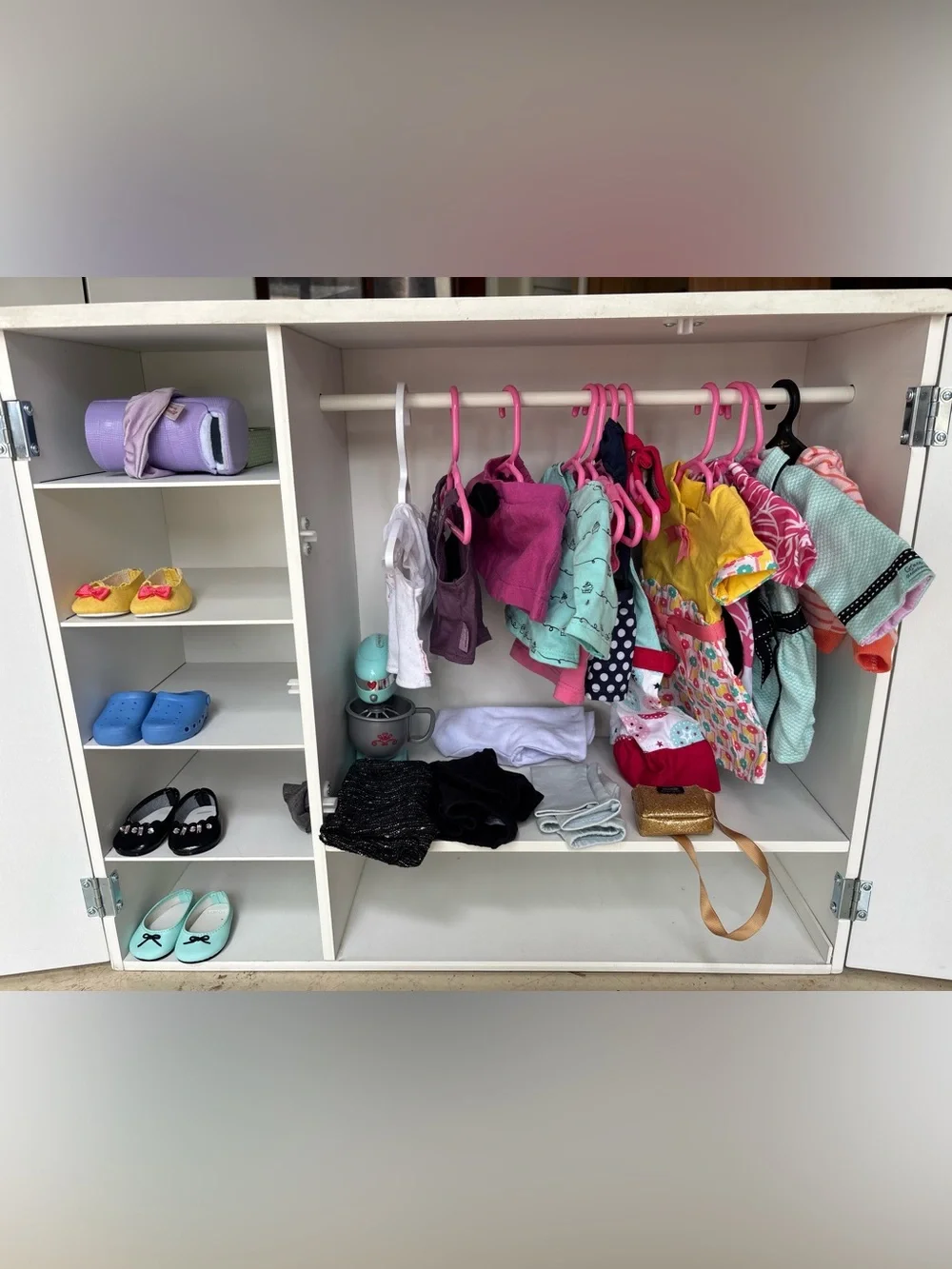 American Girl clothing and accessories (9 outfits and 4 pairs of shoes)